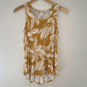 Old Navy Yellow Gold Print Luxe Swing Tank Top